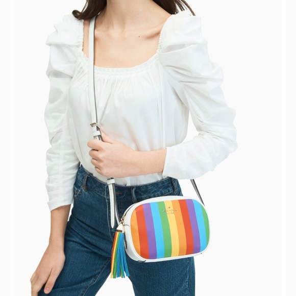 kate spade Handbags - Kate Spade Rainbow Stripe Camera Bag Crossbody